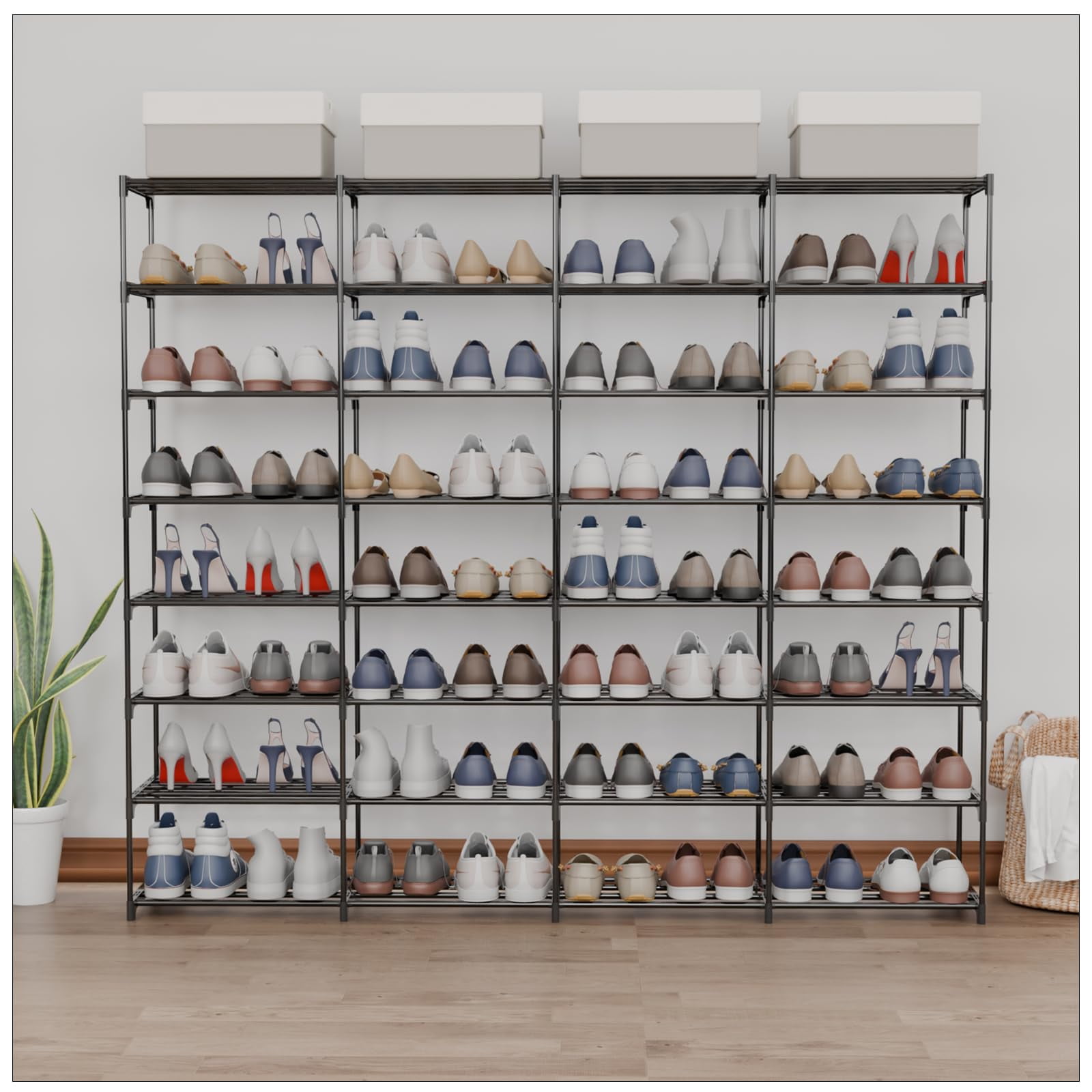 Estante Para Zapatos Smilheltd, Grande, 8 Niveles, 64 Pares, Con Altura Personalizable