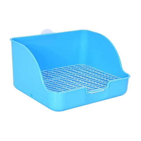 Ioensy - Caja De Arena Para Conejos, Inodoro Rectangular Para Mascotas Para Cobayas, Chinchillas, Hurones, Azul