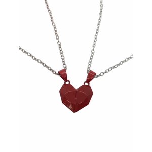 Elbauldejuma - Colgante Doble Corazón Imantado Parejas Amigos Rojo-Rojo