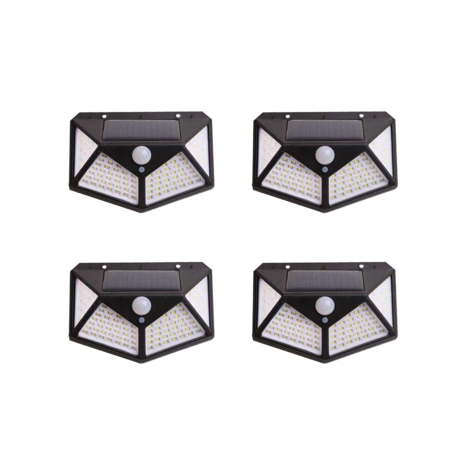 Pro Outdoor - Pack 4 Aplique Triangular 100 Led Solar Contra Agua