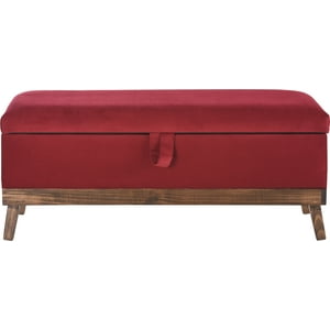 Máxima Design - Banqueta Con Baúl Incy Rojo Felpa 120X40X50 Cm