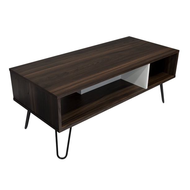 Mesa De Centro 40x101,1x45 Cm Cafe Y Blanco