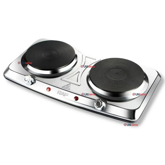 Cocina Eléctrica Portátil 2 Platos 2000W de Potencia Acero Inoxidable