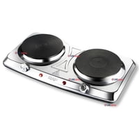 Raf - Cocina Eléctrica Portátil 2 Platos 2000W De Potencia Acero Inoxidable