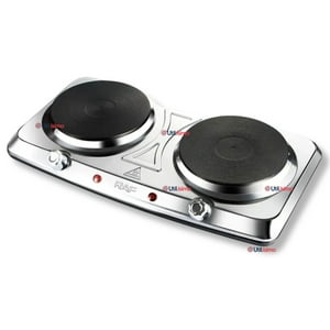 Raf - Cocina Eléctrica Portátil 2 Platos 2000W De Potencia Acero Inoxidable