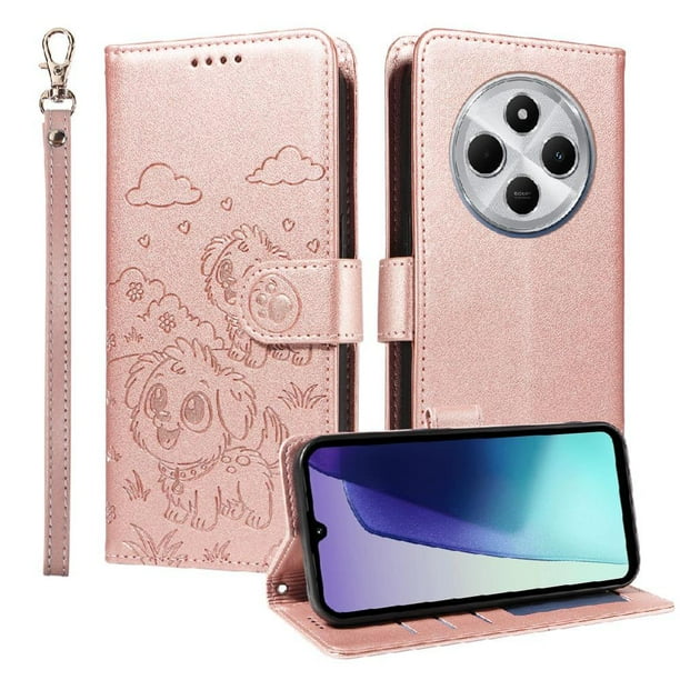 Funda Billetera FOXDOCK Compatible con Xiaomi POCO C75, Diseño Perrito Tierno, Ranuras para Tarjetas y Soporte Plegable