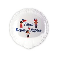 Genérico - Globo 45X45 Cm Redondo Blanco Felices Fiestas Patrias