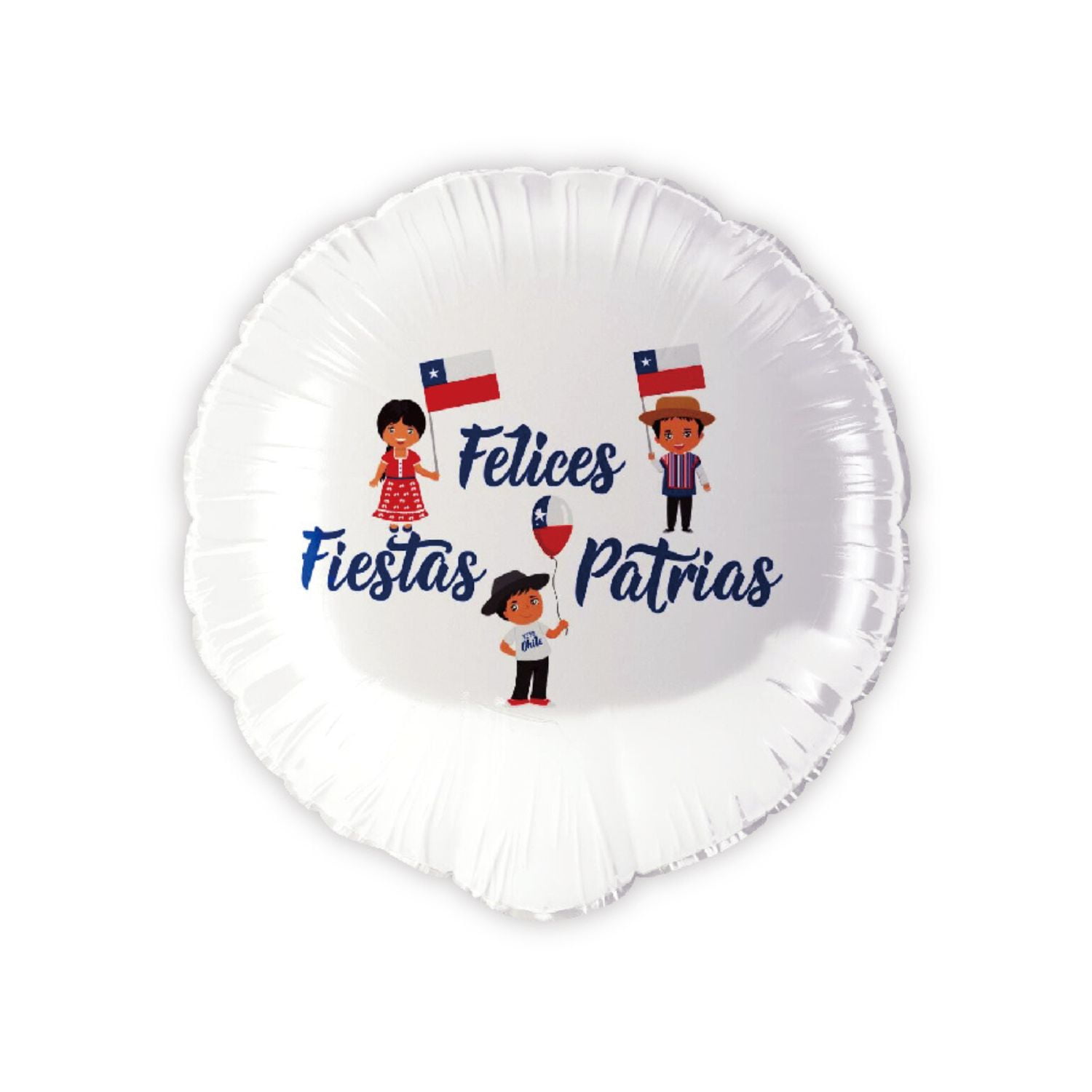 Genérico - Globo 45x45 Cm Redondo Blanco Felices Fiestas Patrias