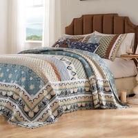 Greenland Home Fashions - Juego De Cama Greenland Home Thalia Acolchado Jumbo King Blue, 3 Unidades