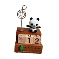 Magideal - Manual De Caja De Música De Madera, Decoración Del Hogar, Colecciones, Calendario De Escritorio Con Estatua De Panda, Calendario De Madera, Decoración