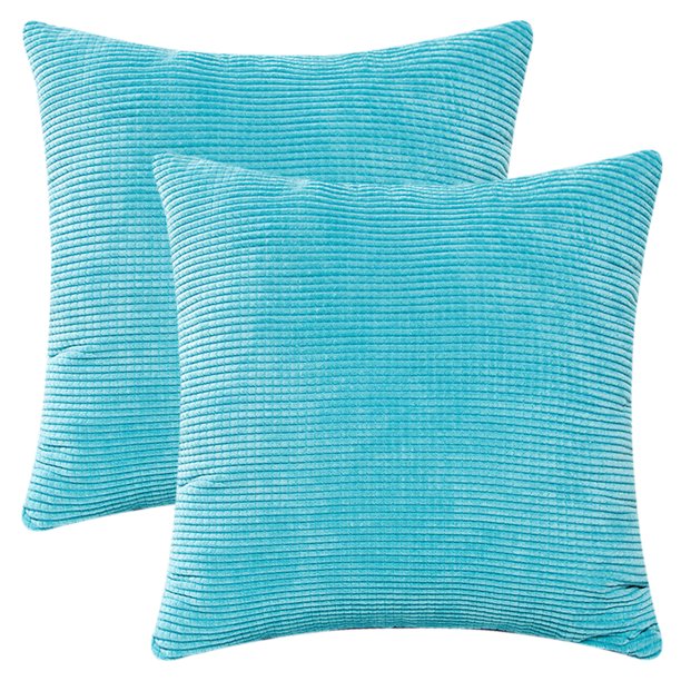 REGALWOVEN 2 Pcs Fundas de Almohada de Pana Clásicas Modernas Suaves y Sólidas para Sofá, Sofá, Hogar, Dormitorio Azul 18" x 18"