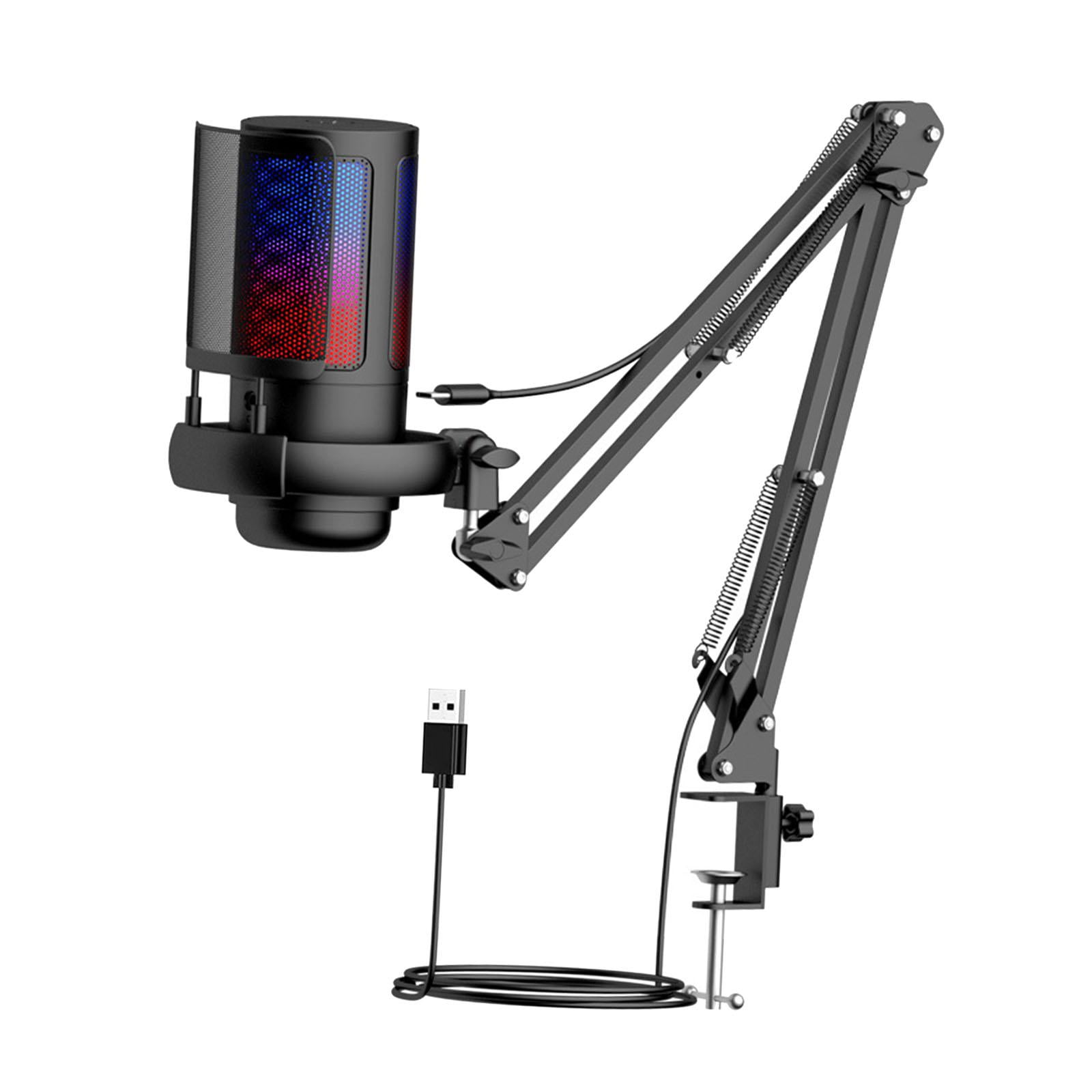 Magideal - Micrófono Usb Para Juegos, Micrófono Para Podcast, Ángulo Ajustable, Micrófono Para Ordenador Con Brazo Colgante Flexible Para Grabación De Juegos De Negro