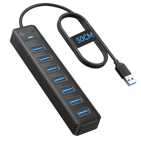 Hub USB PHIXERO de 7 puertos USB 3.2 con cable de 50 cm para PC