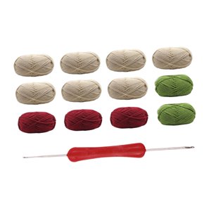 Magideal - Kit De Ganchillo Para Manualidades De Tejido Manta Decorativa Juego De Inicio Con Accesorios De Hilo Diseño Creativo Adecuado Para Regalos Y Decoració Rosa Roja Blanca Caqui