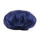 thumbnail image 3 of Sombrero de gorro de dormir de noche de gorro de seda satinado ajustable para cabello natural largo y rizado Azul oscuro, 3 of 5