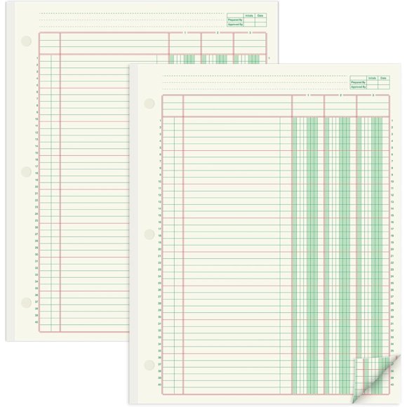 gisgfim 3 Column Ledger Pad, paquete de 2, verde para análisis contable