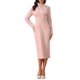 thumbnail image 1 of INSPIRE CHIC Vestido Elegante de Mujer con Cuello en V, Manga Larga, Tendencia 2025, Vestidos de Trabajo a la Rodilla, S Rosa, 1 of 5