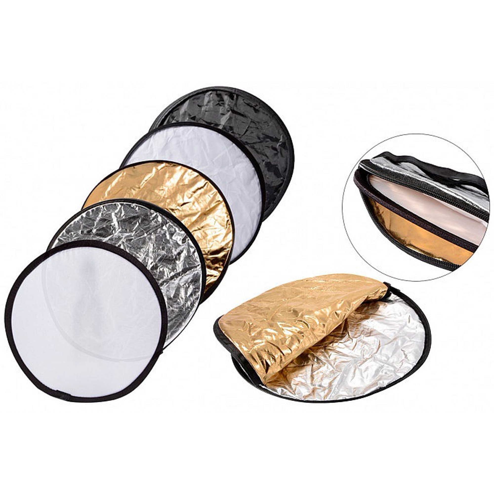 Genérico - Reflector Difusor Para Fotografía Redondo 110cm 5 En 1