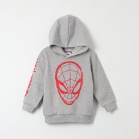 Poleron Cerrado Con Gorro Niño Spiderman Web Gris Marvel