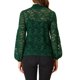 thumbnail image 3 of INSPIRE CHIC Blusa de Encaje Floral para Mujer con Cuello Alto, Mangas Largas Abullonadas y Transparente M Verde Oscuro, 3 of 5