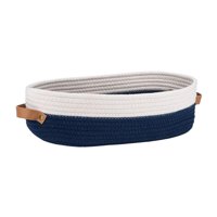 Magideal - Canasta Tejida De Algodón Con Manijas De Guarnición Recipiente Nórdico Organizador De Baño Contenedor Canasta De Almacenamiento Decorativo Para Dormit Azul Y Blanco