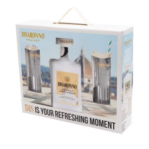 Disaronno - Pack Licor Velvet 17° 700Cc + 2 Vasos Largos