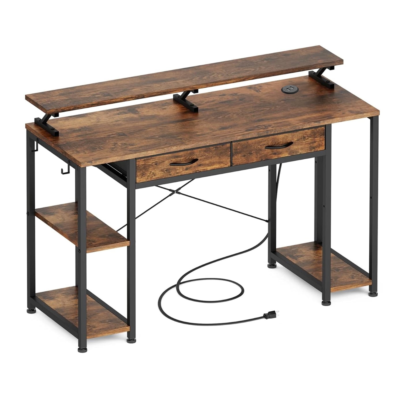 Vidita - Escritorio Con Repisa Cajones Puerto Usb Ganchos 120x50x86cm