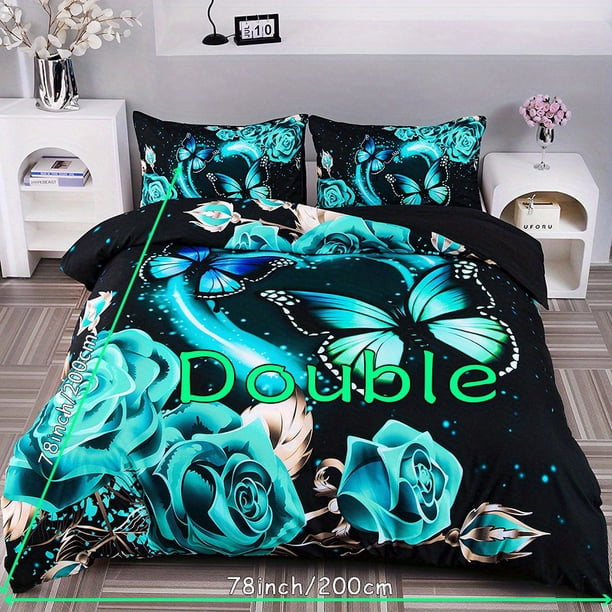 3pcs Duvet Cover Set, Fashion Classic Popular Butterfly Digital Print Bedding Set, Soft Comfortable Duvet Cover, For Bedroom, Guest Room (1*Duvet Cover + 2*Pillowcase, Without Core)