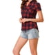 thumbnail image 4 of INSPIRE CHIC Camisas de Cuadros para Mujer Cuello en Punta Abotonado Blusas de Regreso a Clases Azul Oscuro Rojo L, 4 of 6