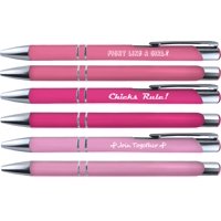 Greeting Pen - Juego De Bolígrafos De Felicitación Soft Touch Para Concientizar Sobre El Cáncer De Mama, Trío