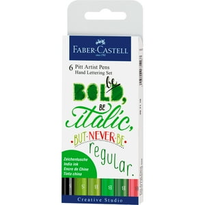 Faber Castell - Marcador Lettering Tonos Verdes Faber-Castell X6 Uds.