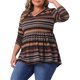 thumbnail image 4 of Agnes Orinda Conjuntos de Halloween para Mujeres Tallas Grandes Tops Babydoll Vintage a Rayas Boho Cuello en V Manga Larga Cintura Elástica Blusa Casual 1X Marrón, 4 of 6