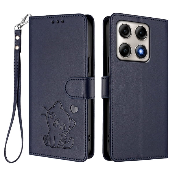 Carcasa Billetera de Cuero Sintético para Motorola Edge 70 Pro, Azul