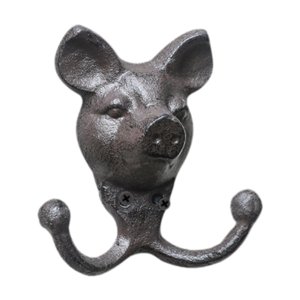 Magideal - Estatuilla De Cabeza De Animal, Ganchos Montados En La Pared, Accesorio Para Colgar Abrigos, Versátil Para Garaje, Jardín, Llaves Rústicas, Colgador D Cerdo