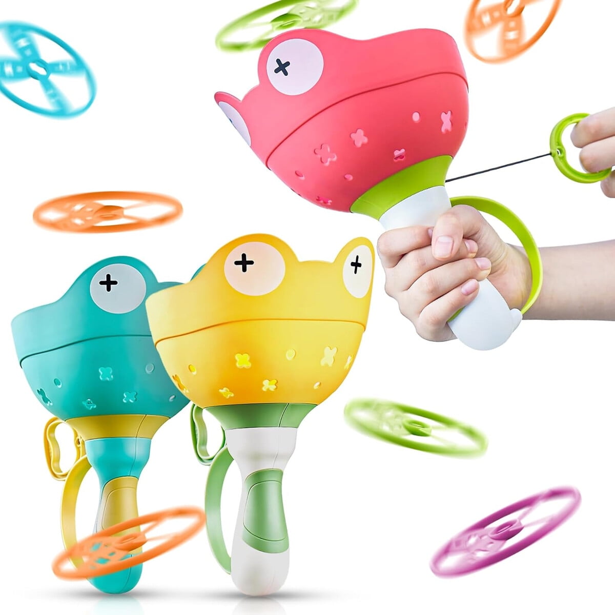 Juego Lanzador Rana Pamexin 32 Discos Niños 4-8 Años