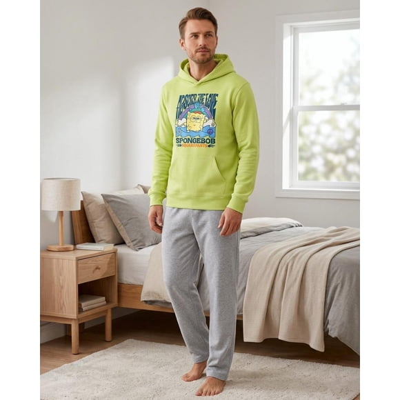 Pijama Hombre Franela Estampado Bob Esponja Verde verde M