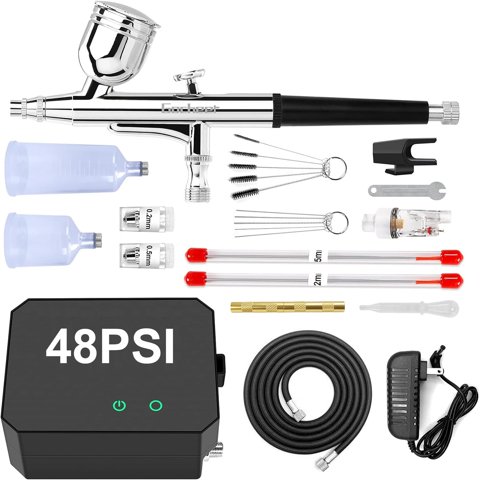 Kit De Aerógrafo Gocheer Con Compresor De Aire De 48 Psi De Alta Presión