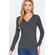 thumbnail image 1 of Saronite Camiseta Térmica Básica de Algodón Acanalado con Cuello en V, Manga Larga y Tapeta, Color Gris Carbón (para Mujer), 1 of 4