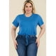 thumbnail image 1 of Saronite Top Corto Básico de Manga Corta con Lazo Delantero, Azul Ibiza (Talla Grande para Mujer), 1 of 5