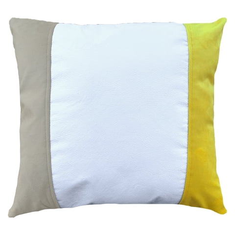 Elizabeth Peper - Funda Cojin Decorativo Ecocuero Blanco Beige Amarillo 45X45