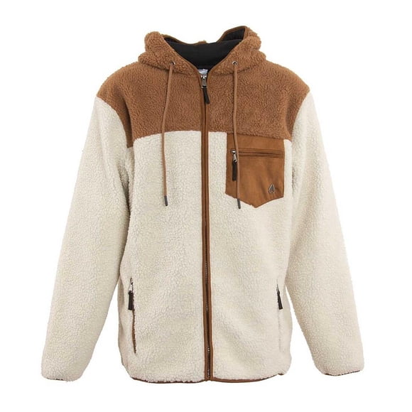 Polerón Hombre Sherpa Nixon Full Zipper Beige Brown Urbano