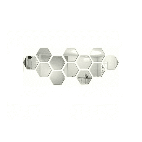 Genérico - Pack De 12 Espejos Adhesivos En Acrílico Hexagonales Decorativos