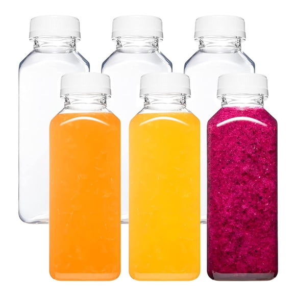 Botellas De Plástico Para Jugo De 12 Oz (360 Ml) Con Tapas X6