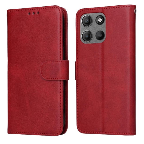 Funda Billetera para Motorola Moto G15 con Porta Tarjetas y Soporte Ajustable Rojo