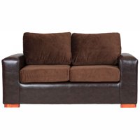 Muebles América - Sofá Infinity 2 Cuerpos Pu Café/Felpa Café