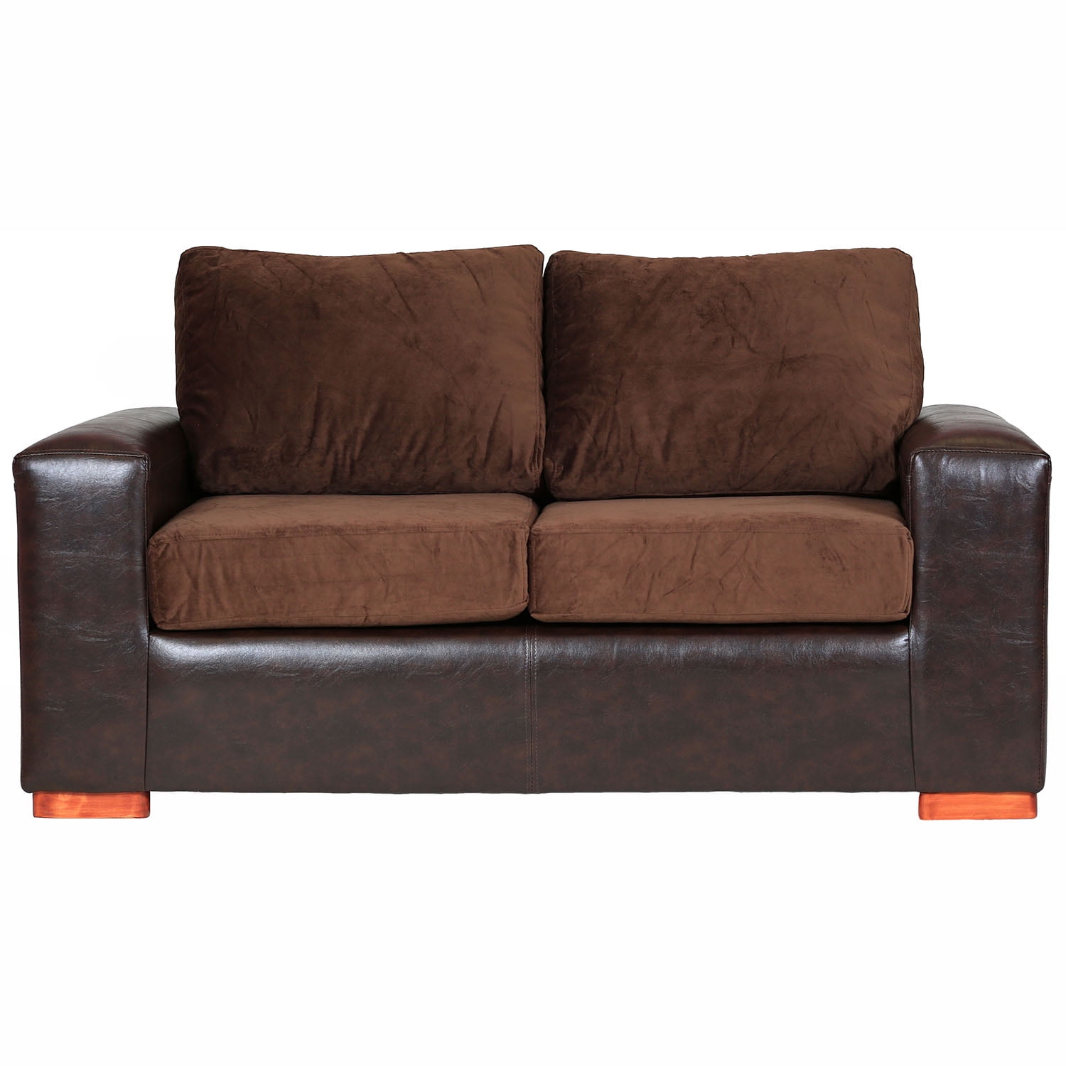 Muebles América - Sofá Infinity 2 Cuerpos Pu Café/felpa Café