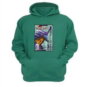 Genérico - Polerón Canguro Evangelion Verde Aguamarina Talla L Unisex