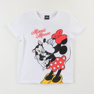Polera Manga Corta Niña Blanco Minnie Kiss Disney