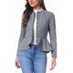 thumbnail image 1 of INSPIRE CHIC Chaqueta Vintage para Mujer Cuello Redondo Espiguilla Manga Larga Abotonada Dobladillo con Volantes Chaquetas Casual de Negocios L Negro Gris, 1 of 6
