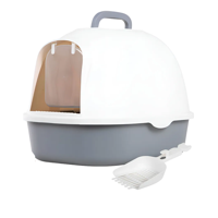 Genérico - Arenero Para Gatos Grande Cerrado Con Pala Filtro Y Puerta Color Gris Claro